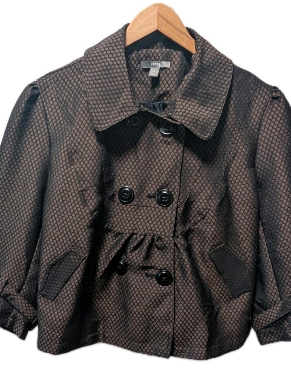 APT.9 ~ Double Breasted ~ Jacket ~ The Shiny Brown Pattern is so Pretty ~ Sz Lg - Picture 3 of 10